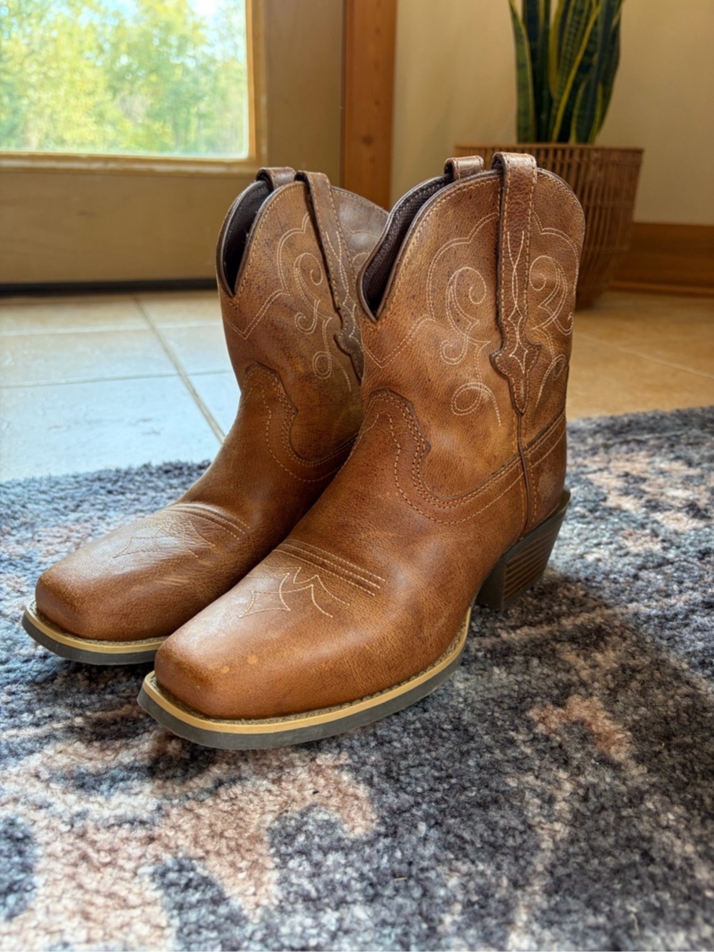 Justin Chellie Western Ankle Boots Brown US 7.5 B